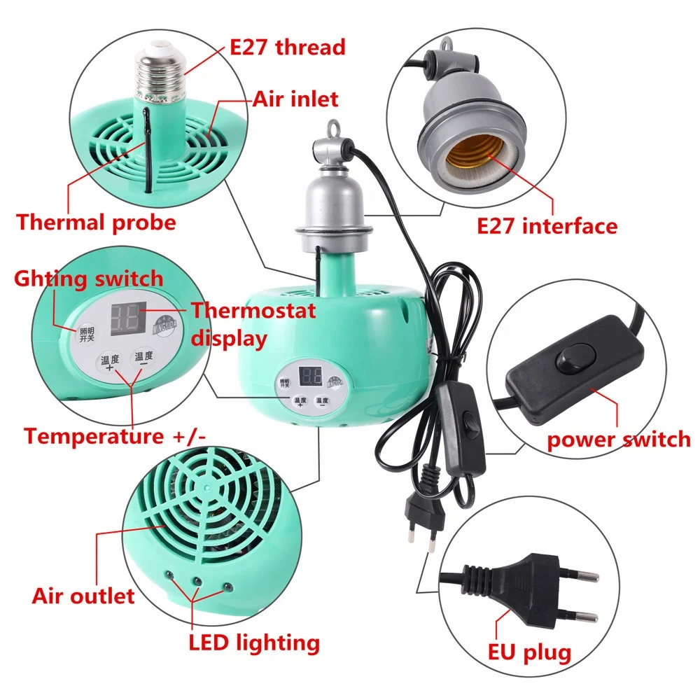 220V 300W Heating Lamp for Chicks Animal Warm Light Pet Poultry Livestock  Reptile Box Temperature Controller Heating Lamp