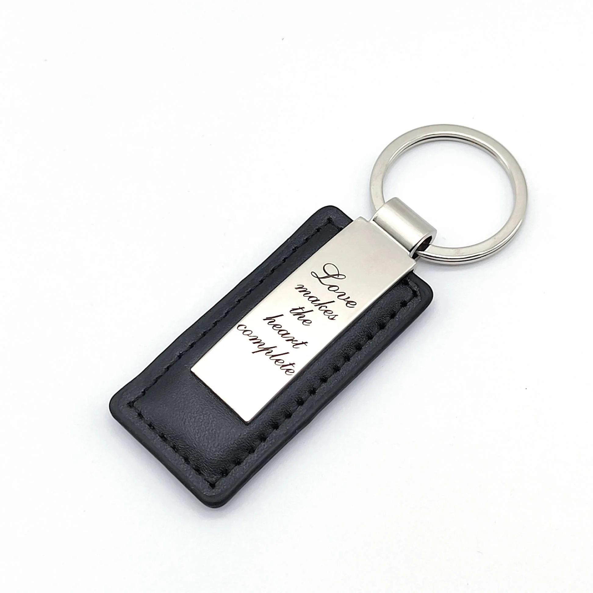 Custom Logo Metal Car Key Tag Leather Chain Key Ring Keyring Laser LOGO Pu Leather Keychains Llavero Personalizado