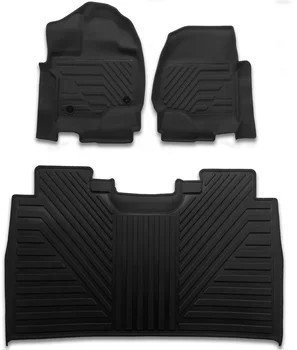 3Pcs Ford F 150 SuperCrew  Truck Rugged Rubber Mats For 2015-2022  F-150 Accept Custom LOGO Car Mats