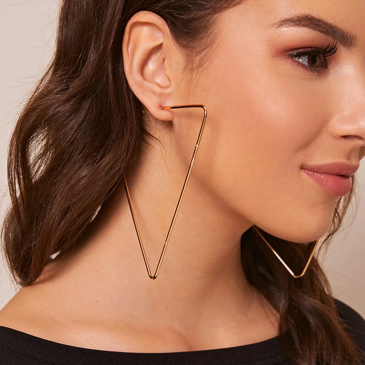 large triangle hoop earrings