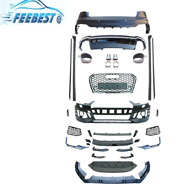 High Quality Auto Body Kit Front Bumper With Grille Pp Material For Audi A4 B9 Modified To Rs4 Style 2017-2019 8W0941036E