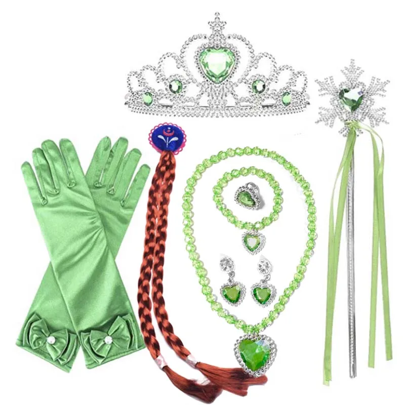 Prinzessin Dress up Kinder Krone Zauberstab Handschuhe Halskette Ohrring  Mdchen Elsa Kleid Krone Handschuhe Zauberstab Zubehr CWNS-001