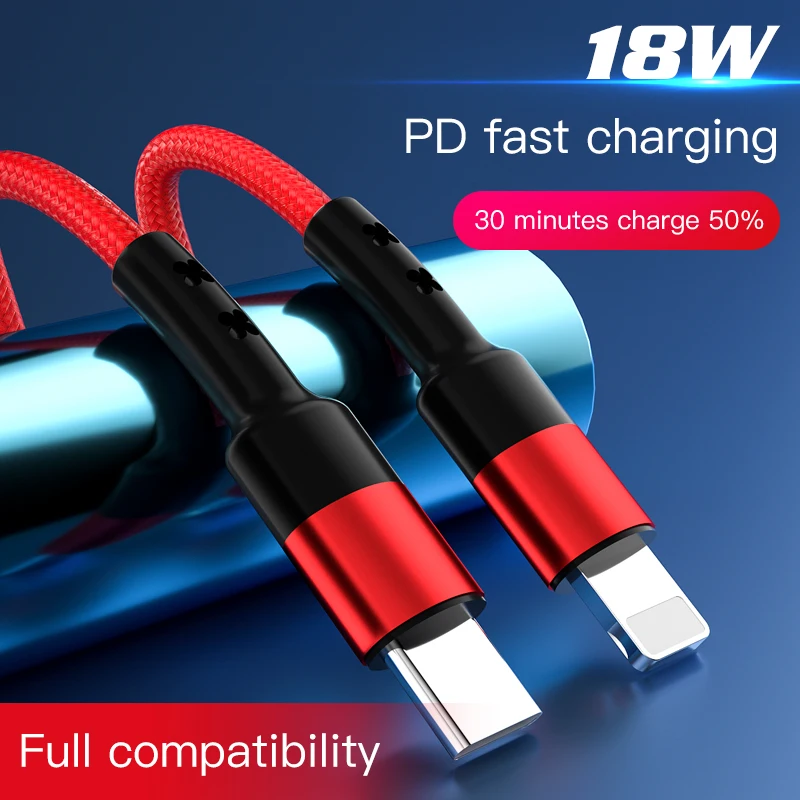 18 Вт оптовая продажа высококачественный PD Быстрая зарядка USB C к Lightning Кабель для передачи данных Usb зарядный кабель