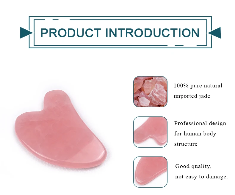 2021 Новое поступление 100% натуральный Кристальный камень для лица розовый кварц массажный нефритовый валик Гуаша набор