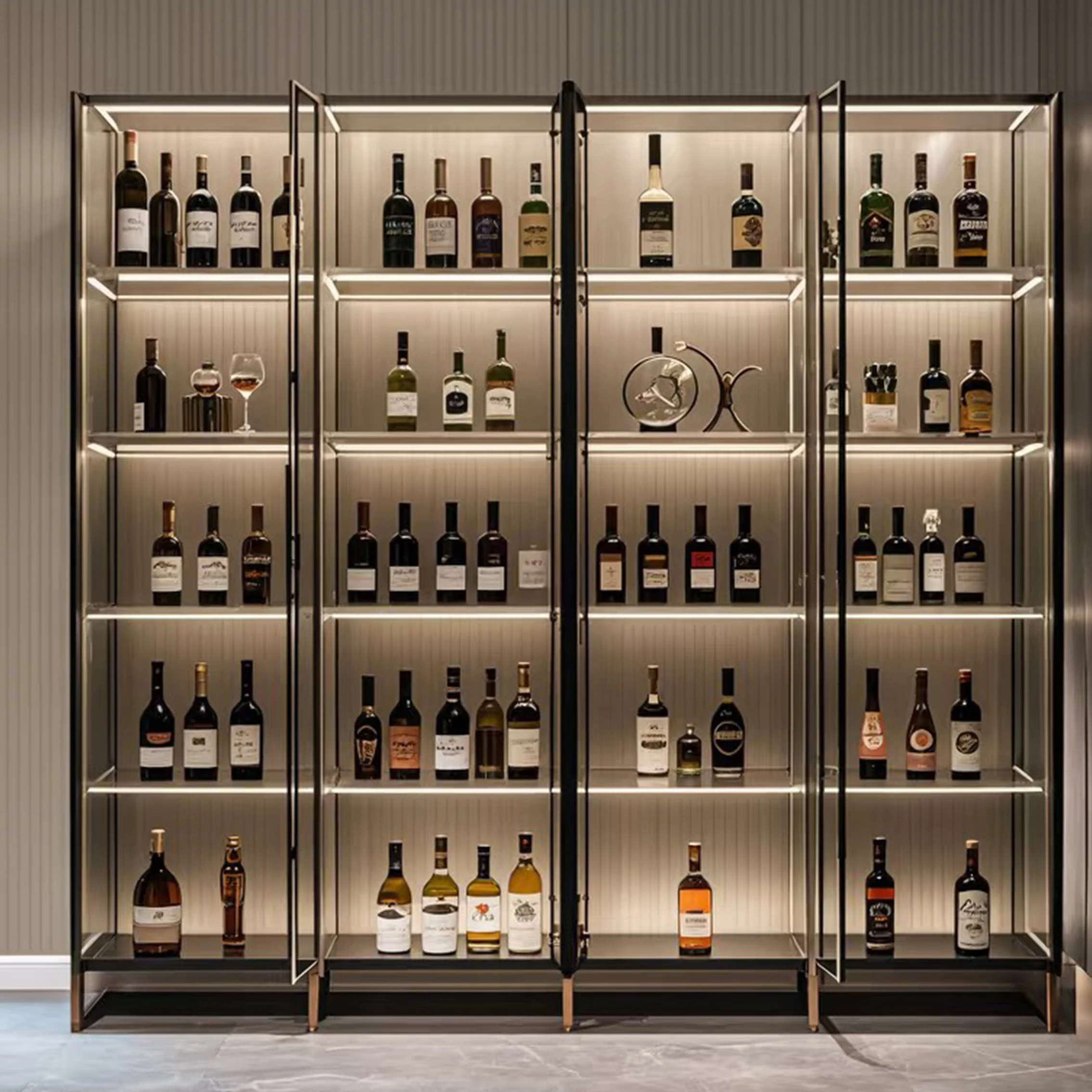 Fanci Rack Fancy Lighted Whiskey Wall Design Wine Rack - 304 Stainless Steel