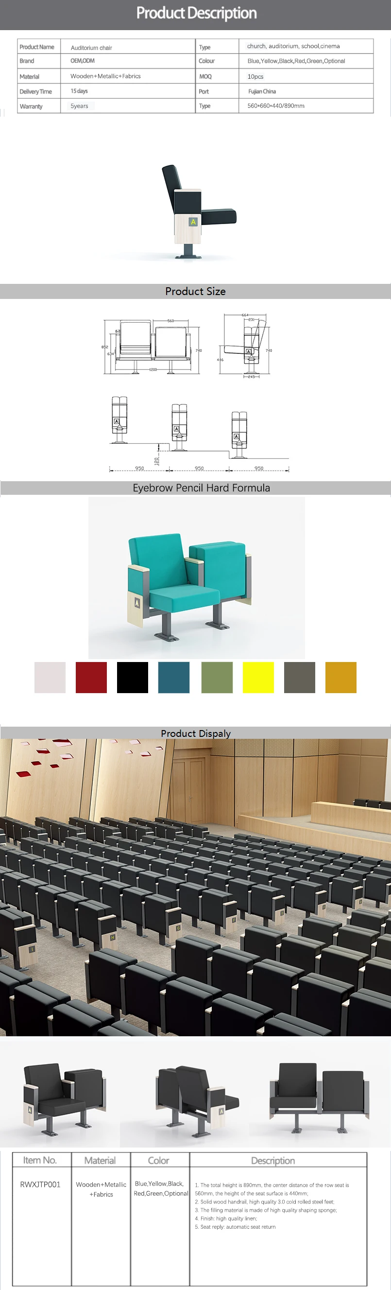 Hot Sale Theater Church Pulpit Auditorium Audience Chair durable comfortable church auditorium stackable chair