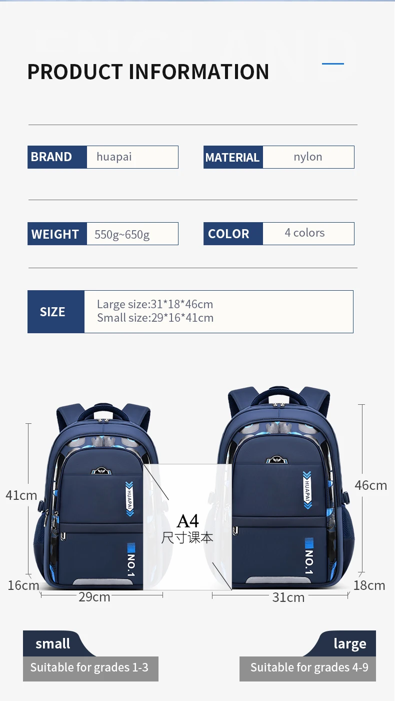 Fashion Preppy Style Teenage Waterproof Canvas School Bag