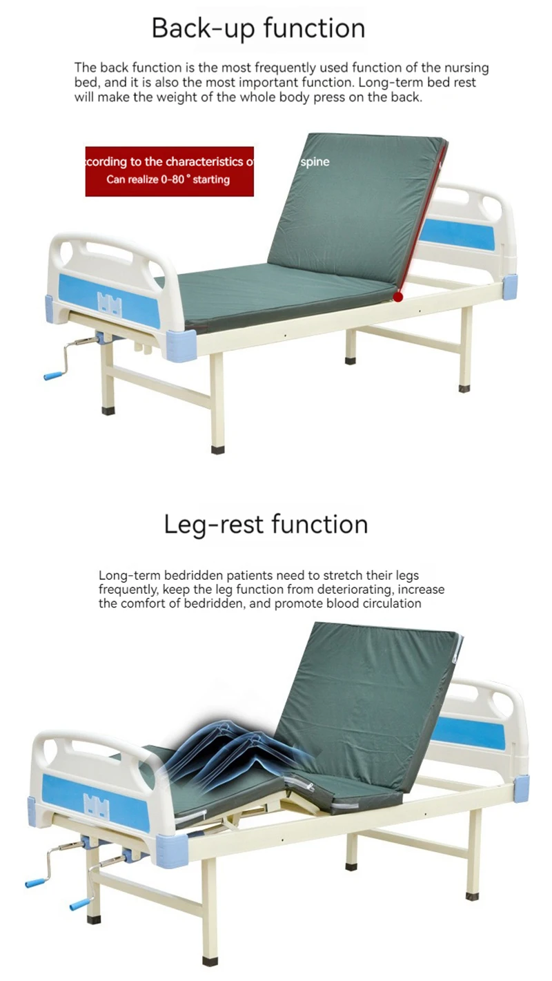 Manual Hospital Bed Adjustable Medical Patient Bed 2 Crank Hospital Bed ...