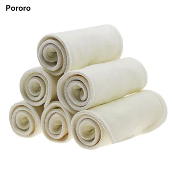 Pororo 5 pcs Hemp Cotton Washable Diaper Insert Cotton Insert 4 Layers Super Absorbent Baby Hemp Cloth Insert Babies