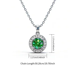 Factory Direct Sale Lab Grown Emerald Moissanite Gemstone Pendant Necklace 925 Sun Sterling Silver Jewelry