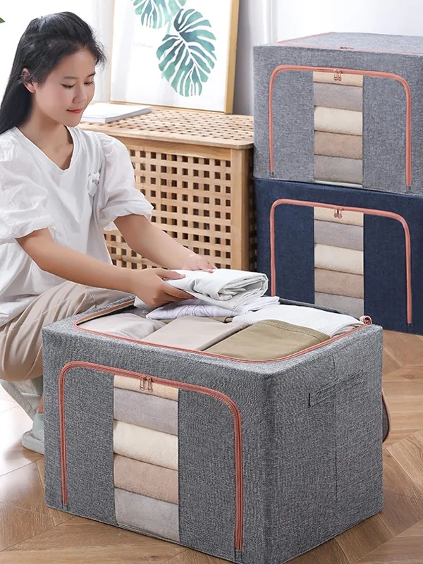 2023 Cloth Steel Frame Folding Cloth Storage Box Organizer Clothes