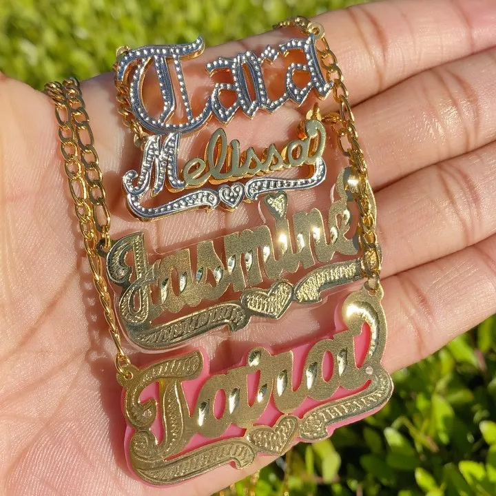 3d Nameplate Earring Double Gold Plated 