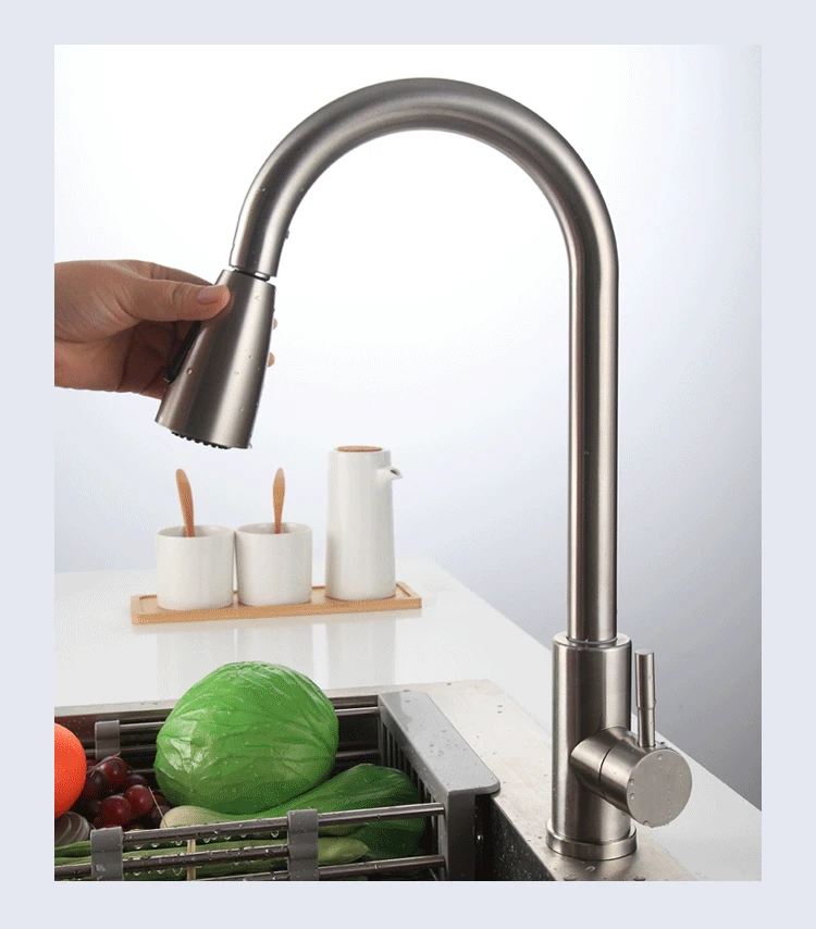 2021 kitchen faucet stainless steel 304 water tap modern kichen kitchen taps brass pull out sprayer kitchen mixer sink faucets