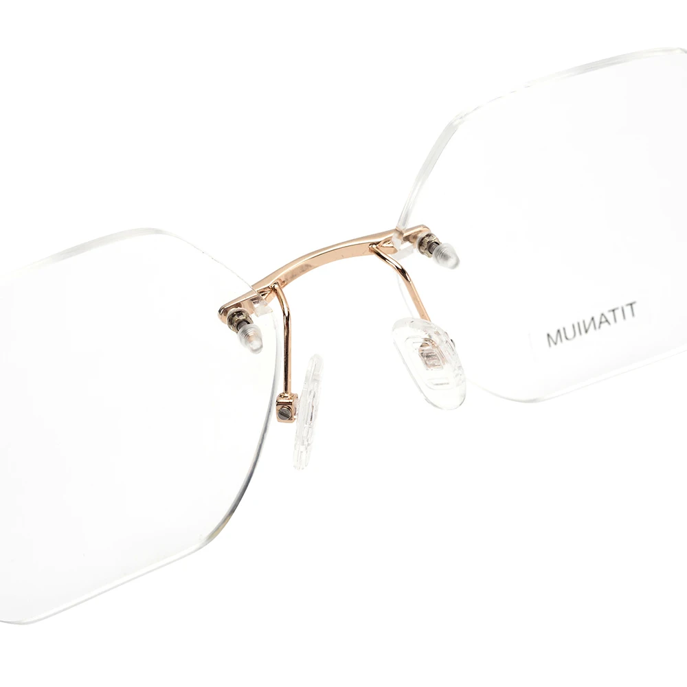 Custom Made Mens Men Unique Rimless Titanium Hexagon Eye Glasses