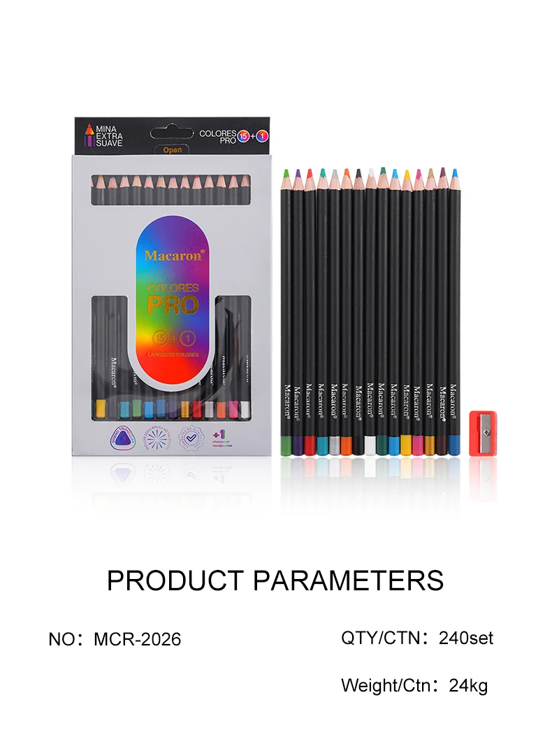 Professional Soft Drawing Pencils 15 Macaron Colours With Sharpener_voghion.com