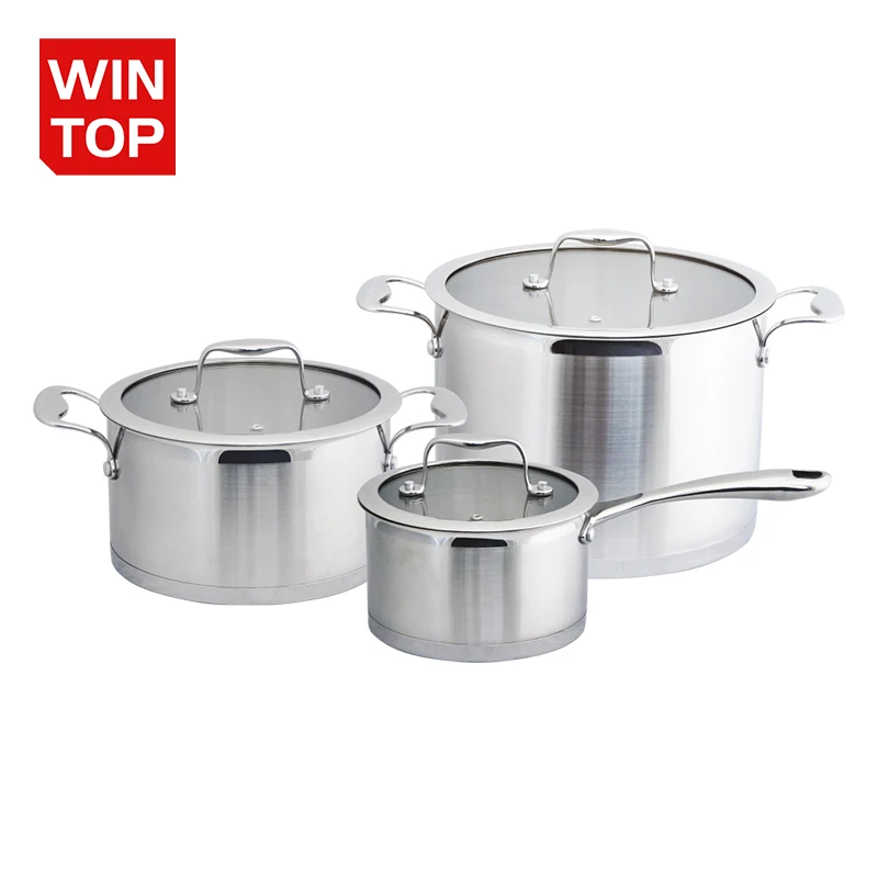 Factory Stainless Steel Cookware Set 6pcs Non-Stick Soup and Saucepot Kitchen Pans Eco-Friendly for Home Cooking