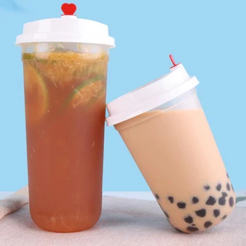 Transparent 16OZ Takeaway Milk Tea Clear 500Ml U Shape Boba Disposable Plastic Cup