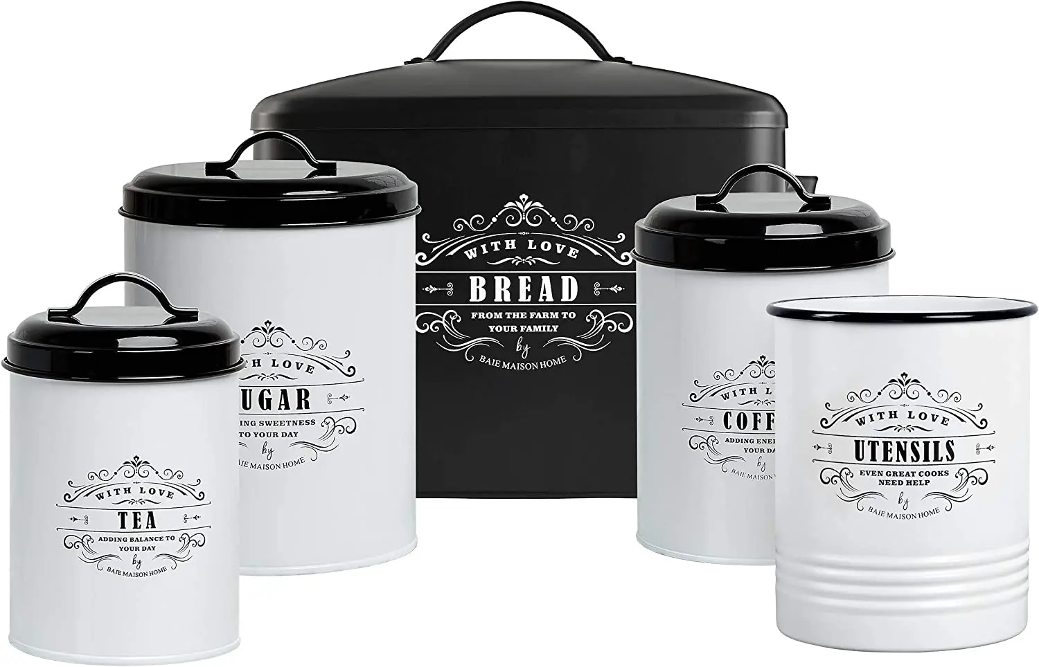 Extra Large Black Farmhouse Bread Box Container For Kitchen Counter Top