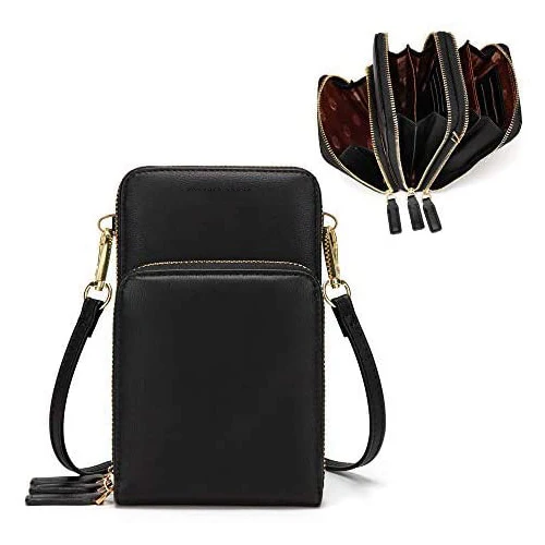 Leather Crossbody Phone Bag for Women Mobile Phone Shoulder Bags Card Holder Wallet