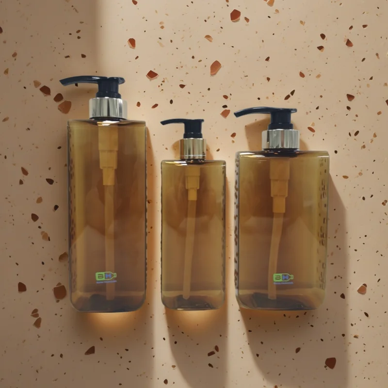 Custom Luxury 300ml 500ml PETG Plastic Pump Bottle Shampoo Shower Gel Body Wash Square Bottle