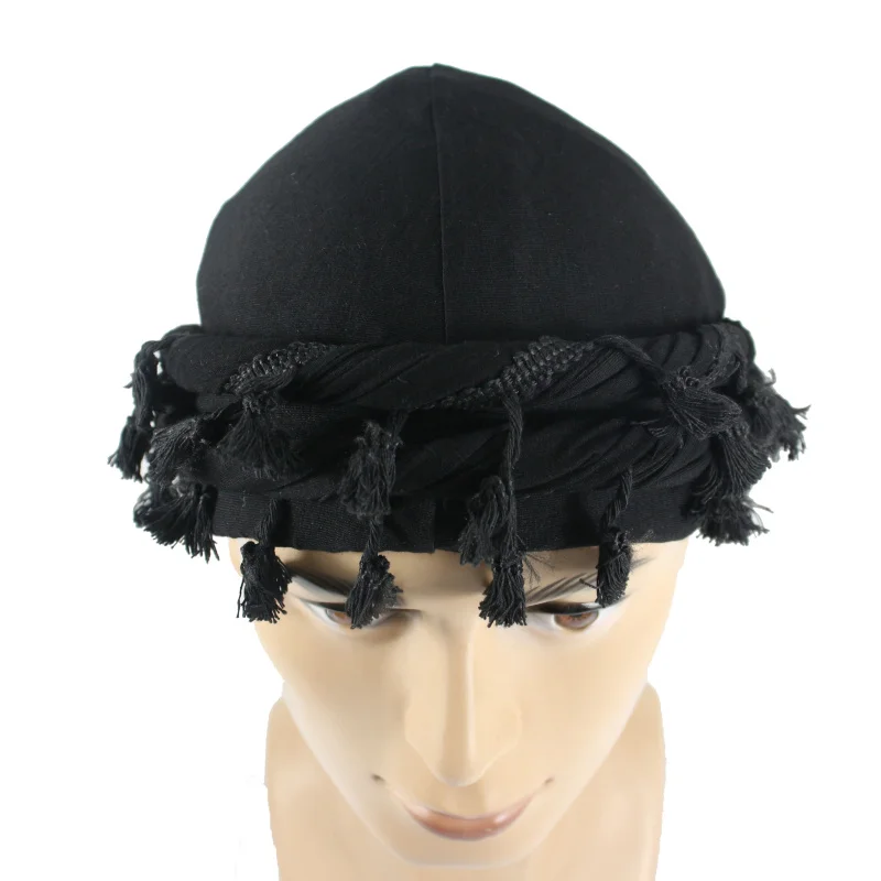 Turag HZM-23207 Men Turban Headwrap With Tassels Satin Lined Durag Tied Braid ...