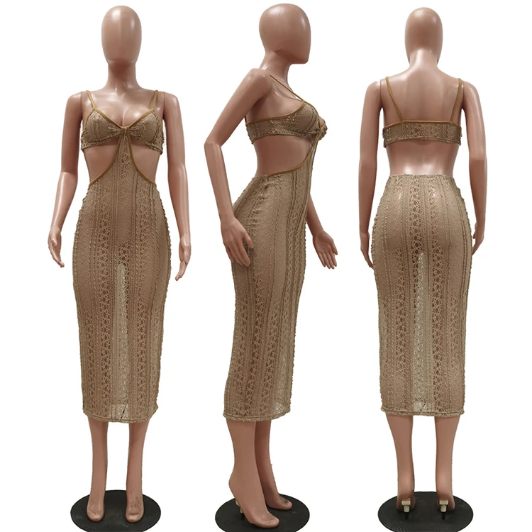 MOEN Sleeveless robe femme Sexy Knitting Women Fashion Clothing Bodycon Casual Dresses 2021 Summer Dress