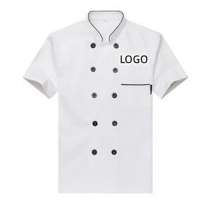 Custom LOGO Restaurant Coat Japanese Kimono Sushi Chef Jacket Short Sleeve Work Wear for Kitchen Cooking Hotel Bistro Uniform