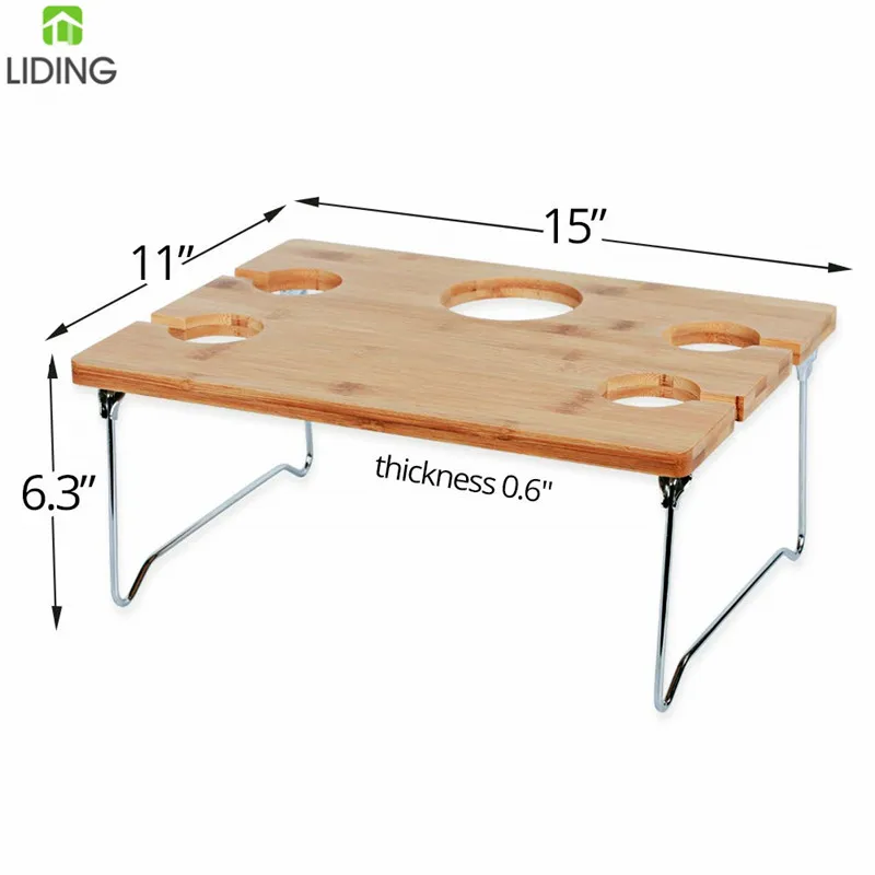 
Бамбуковый стол для вина и закусок, портативный винный стол для пикника 