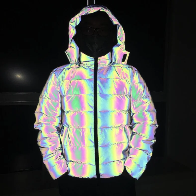 Factory Direct Sell Rainbow Neon Color Circuit Diagram Pattern Printing  Reflective Autumn Men 100% Polyester Casual Jacket - Buy Reflective Rainbow