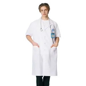 Wholesale Custom Unisex Medical Lab Coat Short Sleeve Doctor Uniform Laboratory Jacket White Lab Coat