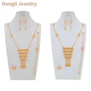 Dongli Brass Jewelry Four-Piece Set Arabic Traditional Style Geometric Pattern Symmetrical Design for Banquet Celebrations