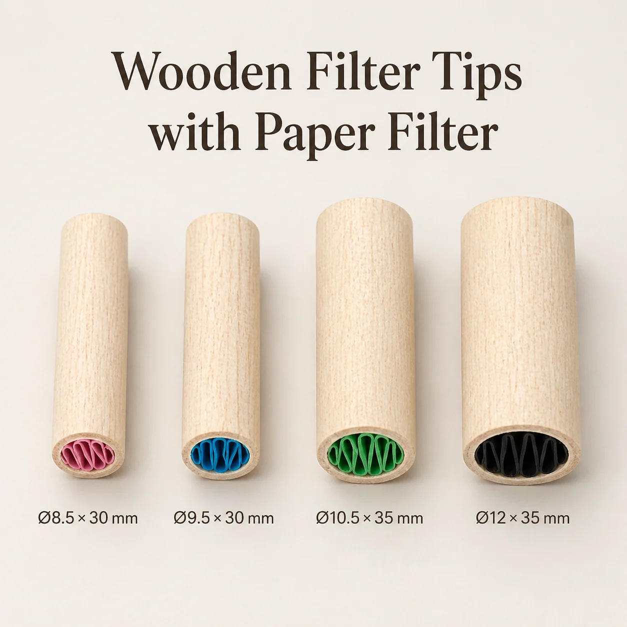 Wholesale Eco-Friendly Non-Toxic Coating Smoking Accessories Cigarette  Filter Tips 9mm Wooden Filter Tips With Paper Filter