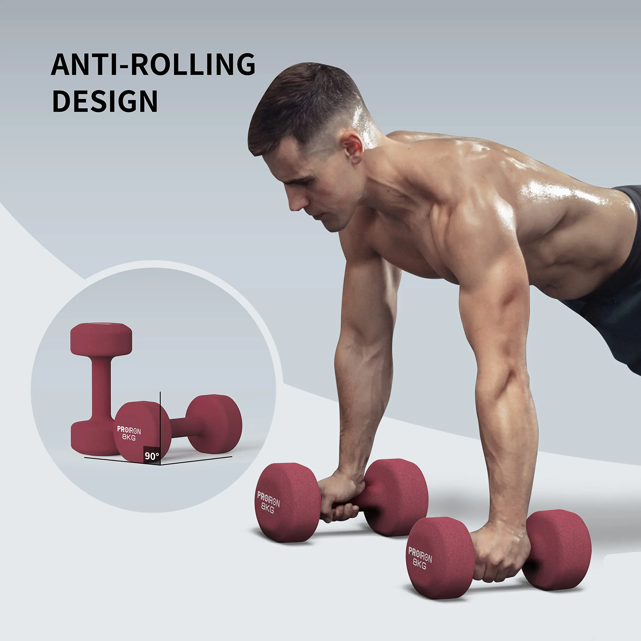 PROIRON 8KG Neoprene Dumbbell Weights - Adjustable & Eco PROIRON 8KG Neoprene Dumbbell Weights - Adjustable & Eco