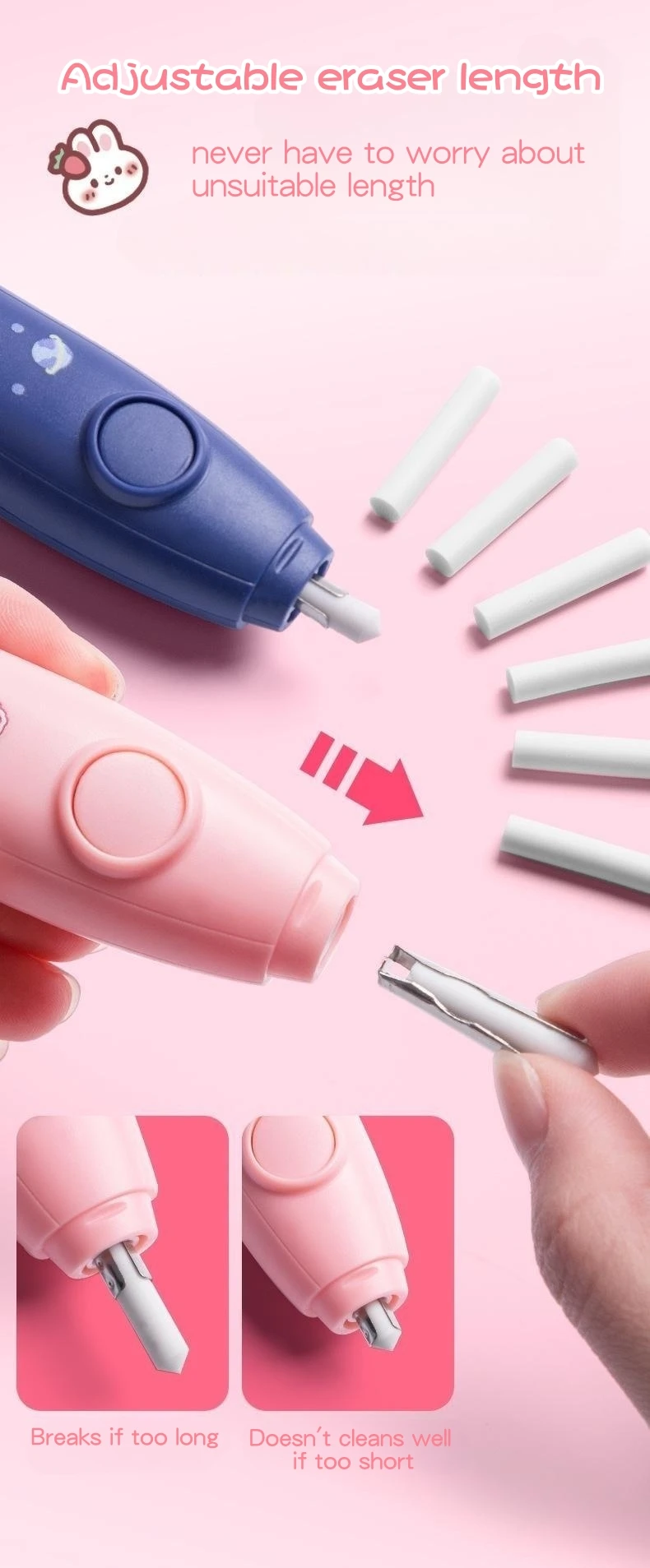 Best Selling Stationery Automatic Novelty Student Pencils Eraser Rubber