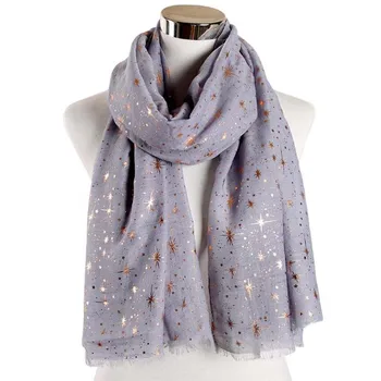 popular women galaxy star polyester printing spring scarf