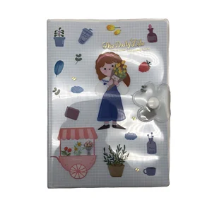 Cute CMYK Printing Dairy with Flower Button