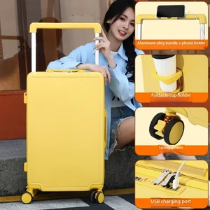 custom logo Wide-handle Luggage 20-inch Women's Multi-functional Travel Swivel Carry-on Suitcase 2026 New Model