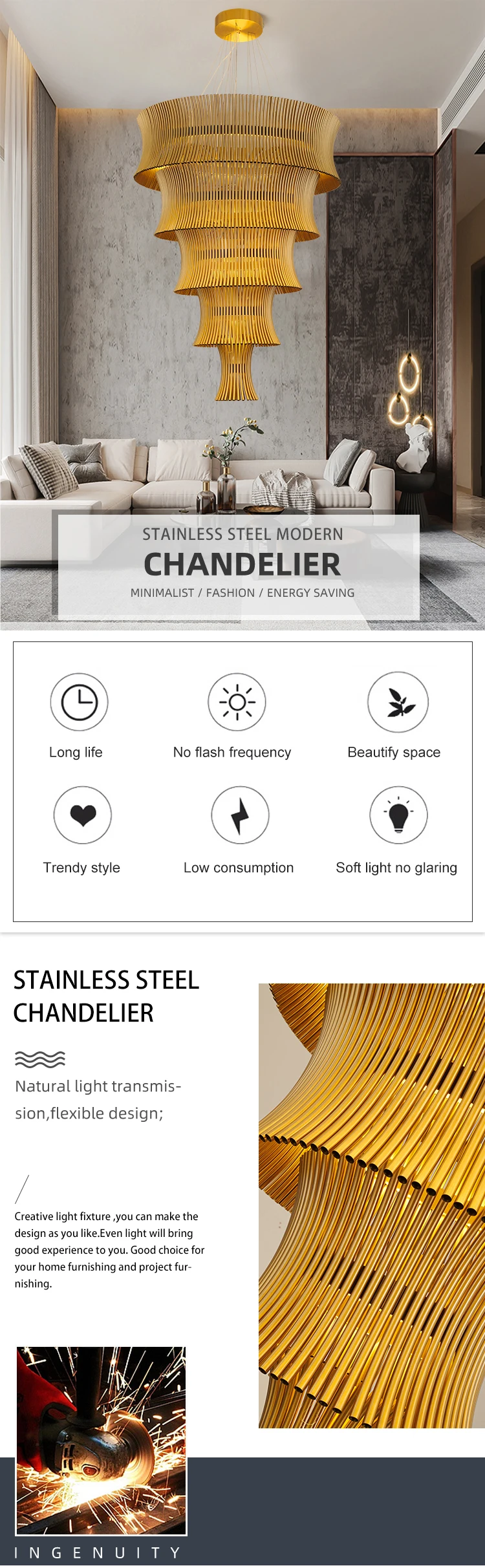 pmu8785 good quality indoor hotel lobby villa decoration chandelier custom large project led pendant light -0