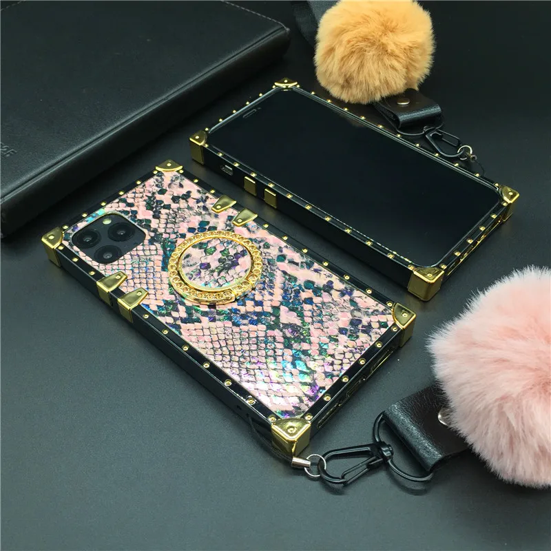 Colorful Snake Skin Cover Square Phone Case for Samsung Galaxy Note 10 Plus 20 9 8 S8 S9 S10 S20 S21 Ultra A71 A9 A50 A70 A51