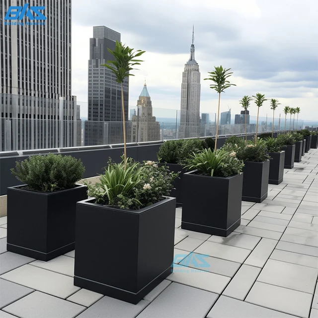 Powder Coated Aluminum Planter Boxes for High-End Residential Projects Rustproof Outdoor Garden Pots Wholesale