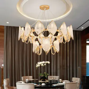 Zeal Lighting Crystal Beads Gold Unique Hanging Pendant Light Indoor Crystal Chandelier Light