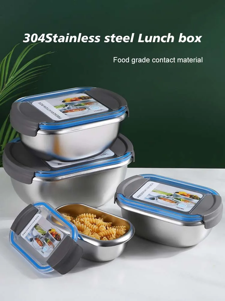Stainless Steel Bento Lunch Box Insulated Microwave Safe Portable Tiffin Food Container for School Metal Lunch Storage Box