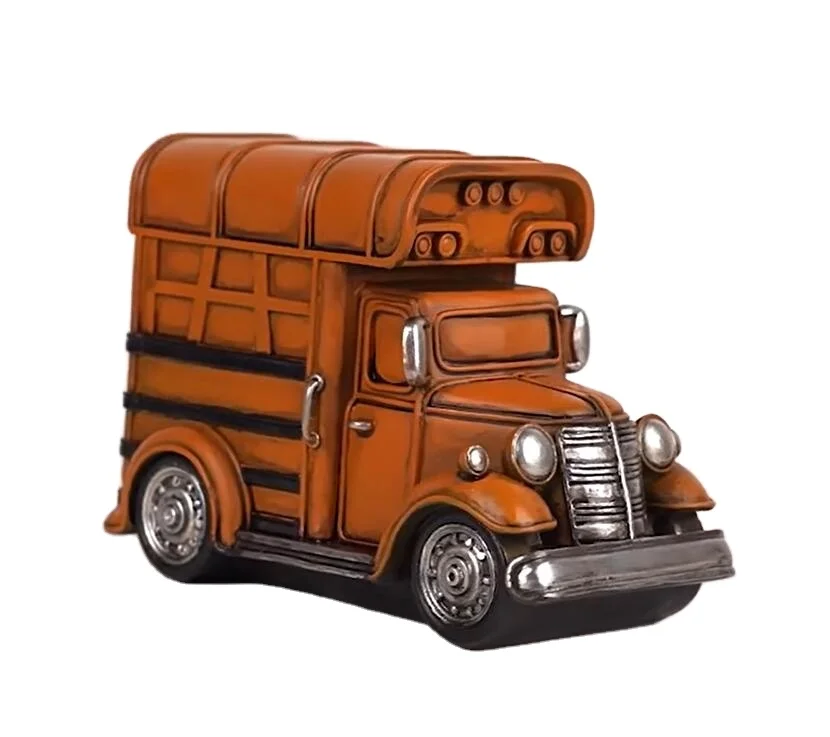 Nostalgic Retro Truck Car Resin Coin Bank Red Savings Box Creative