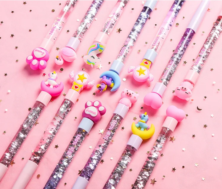 Girly Pens 2024 Hot Sell Quicksand Glitter Black Gel Pen