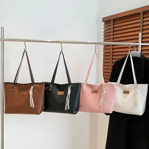 2026 New Woven Pu Leather Bag for Women  Large Tote Handbag Luxury Designer