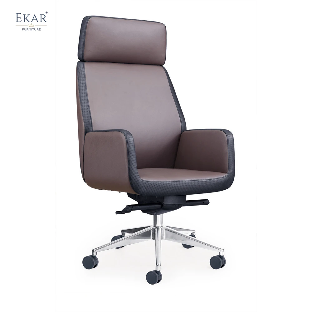 Elegant Top-Grain Leather Office Chair with Sturdy Steel Frame factory