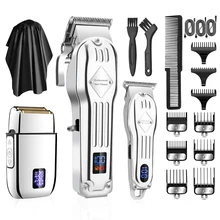 Lanumi 973 Pro Rechargeable Electric Hair Trimmers Kit Hair Cutting Kit Barber Cordless Hair Clipper Blade Full Set for Men USB