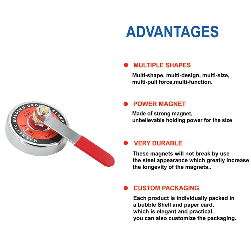 Powerful Strong Magnetic Welding Grounding Device With Rod Magnetic Welding Ground Clamp Magnet Base 16LBS 65LBSeB Gallium Metal
