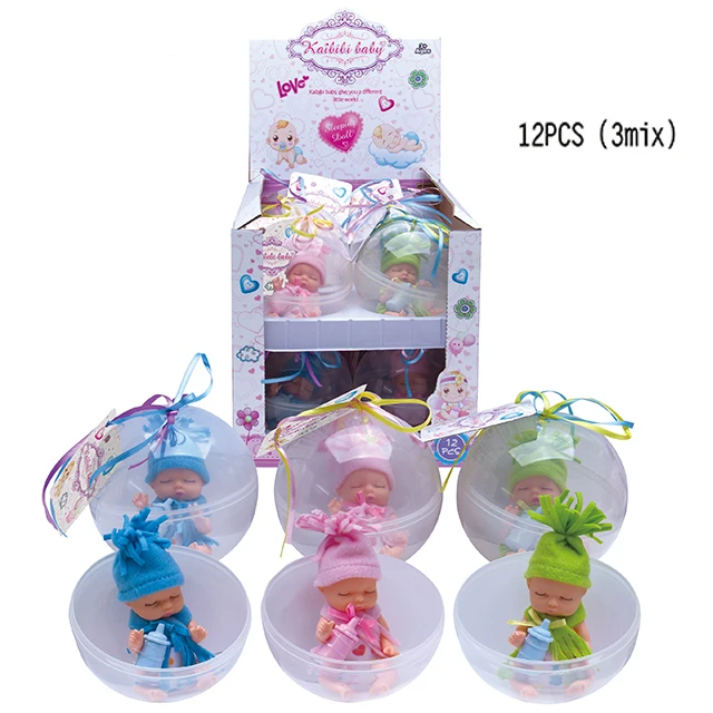 
 Мини карманная игрушка, силиконовая кукла новорожденный, кукла-сюрприз в шарике для девочек (12 шт.)  