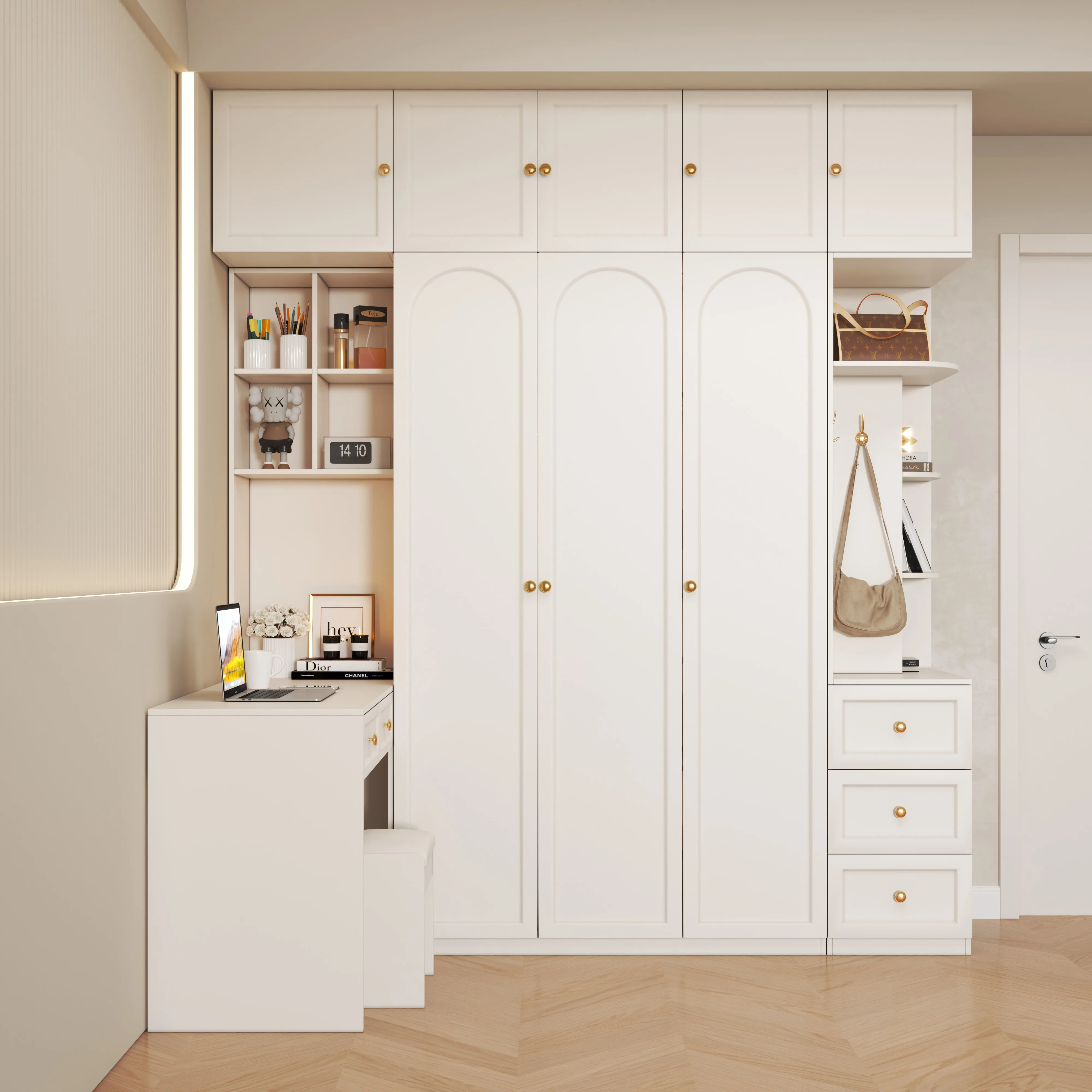 Elegant Sliding Door Wardrobe Dressing Table Design Wardrobe Luxury